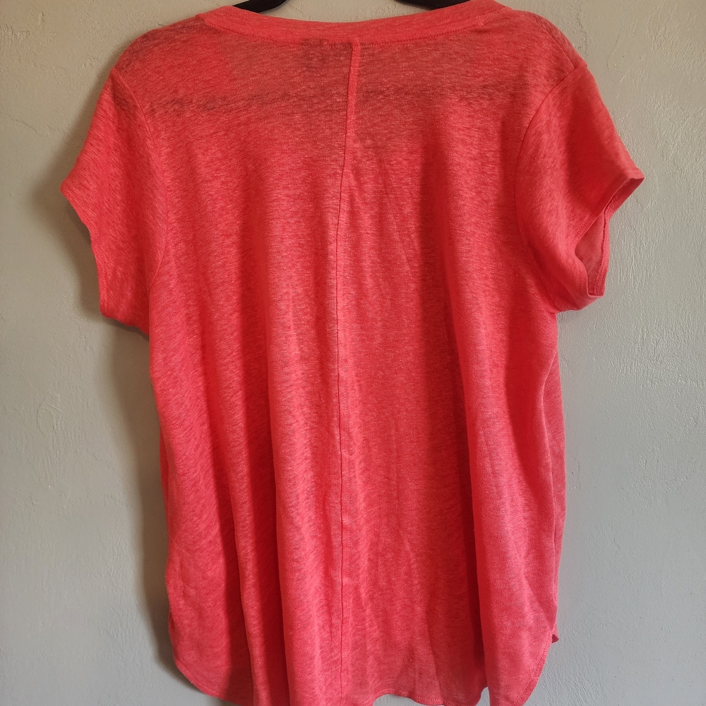 Tahari Coral 100% Linen V-Neck Top - Picture 5 of 5